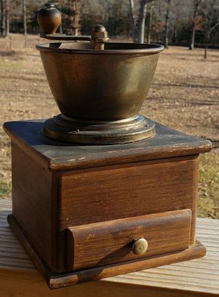 Primitive Antique Vintage Hand Crank Coffee Grinder Mill Rustic