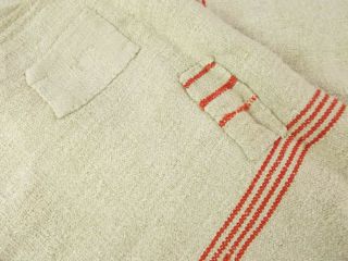 Vtg Antique Red Stripe Hemp Linen Heavy French Fabric Feed Sack Grain Bag 22x47