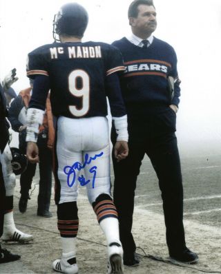 Jim Mcmahon Signed Autographed 8x10 W/ Mike Ditka Chicago Bears Fog Bowl 1988
