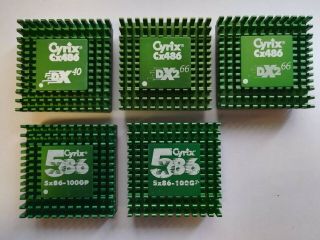 Cyrix Cx486dx - 40 Cx486dx2 - 66 5x86 - 100gp 5x86 Vintage Cpu W Green Heatsink Gold