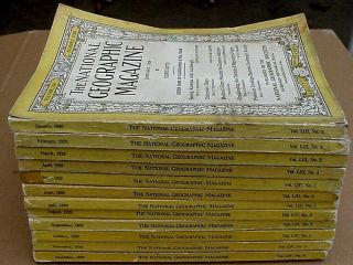 Vintage 1928 Full Year 12 National Geographic Magazines W/maps -