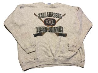 Tallahassee Tiger Sharks Echl Sweatshirt Vintage 1994 Gray Size Xl Hanes