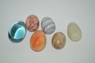 Vintage Alabaster,  Stone,  Marble & Glass Easter Eggs Set Of 6
