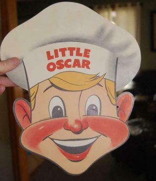 Nos Vintage Little Oscar Mayer Wiener Hot Dog Halloween Mask Advertising Sign