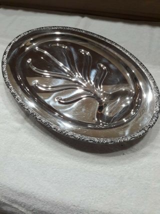 Vintage Ornate Scroll Metal Footed Meat Turkey Platter Serving Tray 18” L Exc