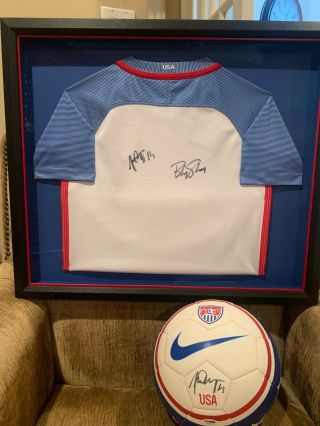 Alex Morgan & Becky Sauerbrunn Signed And Framed Soccer Jersey With Ball