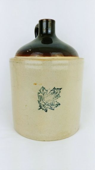 Western Stoneware Co.  Vintage 1 Gallon Brown Top Jug Whisky Moonshine