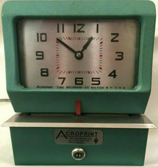 Vintage Acroprint Time Recorder Auto Punch Clock No Key