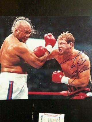 Boxer Tommy " The Duke " Morrison Autographed Photo Vs George Foreman