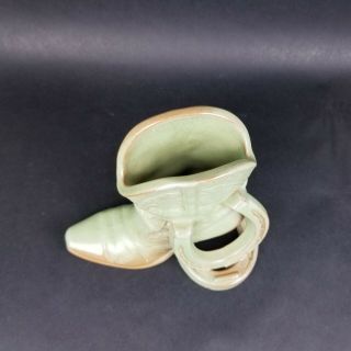Vintage Frankoma Pottery Cowboy Boot with Horse Shoe Vase Bookend Vase Planter 2