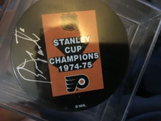 Bernie Parent Autographed Philadelphia Flyers Stanley Cup 74 - 75 Puck