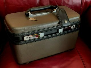 Vintage Samsonite Sentry Ii Brown Travel Make - Up Case Luggage Very Good Cond