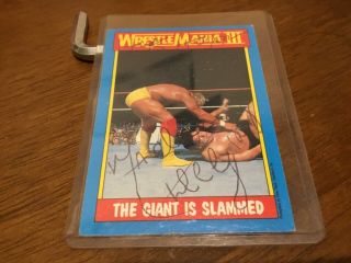 Andre The Giant & Hulk Hogan Signed 1987 Topps Wrestling Wrestlemania Iii Card