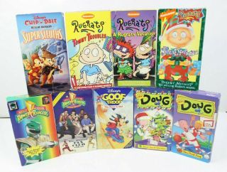 Vintage 90s Vhs Disney Nick Cartoon Videos Rugrats Doug Power Rangers Goof Troop
