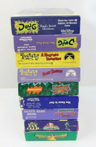 Vintage 90s VHS Disney Nick Cartoon Videos Rugrats Doug Power Rangers Goof Troop 3
