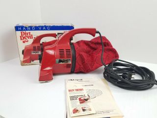 Royal Dirt Devil Hand Vac Vacuum Model 103 Corded Red Made In Usa Vintage 1988