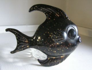 Vintage Black & Gold Ceramic Wall Fish By Ceramicraft Of San Clemente,  Ca