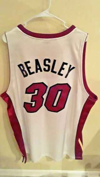 MICHAEL BEASLEY MIAMI HEAT ADIDAS NBA AUTHENTIC WHITE JERSEY PLAYER 10 52 2