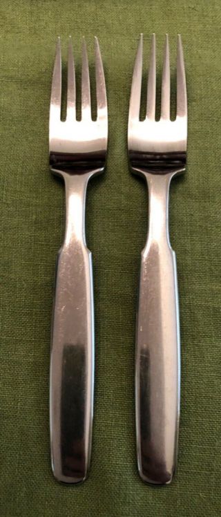 2 Vintage Kronos Lauffer By Towle Japan 18/8 Satin Stainless Steel Dinner Forks