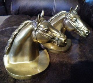 Vintage Heavy Brass Horse Head Bookends - Philadelphia Manufacturing - Pmc89b