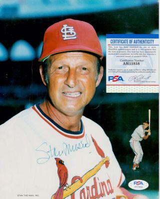 Stan Musial St.  Louis Cardinals Signed Autograph 8 X 10 Photo Psa Dna Ah15858