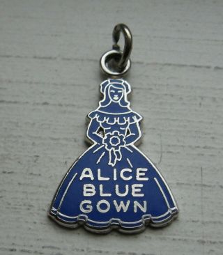 Vintage Kinney Sterling Silver Enamel Alice Blue Gown Charm