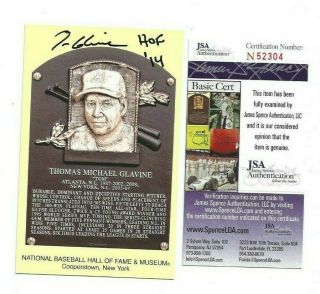 Tom Glavine Autographed Hof Plaque Postcard Jsa Atlanta Braves Baseball Hof