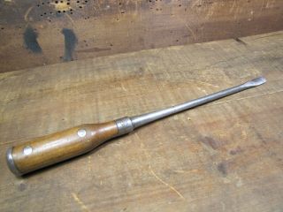 Vtg Antique Rare 16 " Fulton Special Perfect Wood Handle Type Screwdriver.