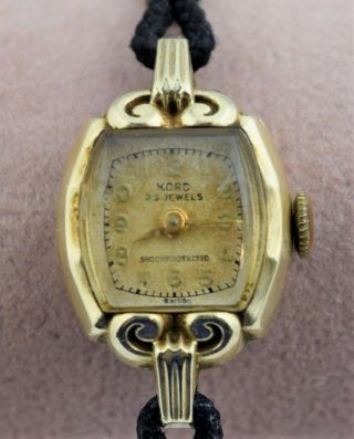 Vintage KORD Illinois 9018 Women ' s 10 K Gold Filled Wrist Watch Serial S054186 2