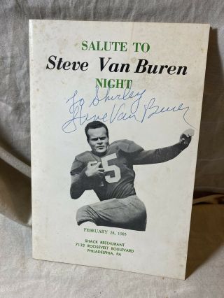 Salute To Steve Van Buren Night Program Autographed Philadelphia Eagles Etc,