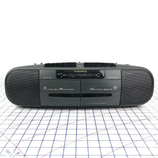 Vintage Magnavox Am/fm Dual Cassette Player High Speed Dubbing Boombox Aw7050/17