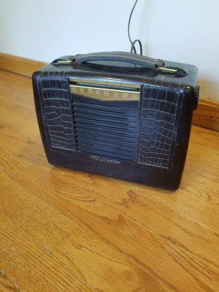 Vintage Rca Victor Brown Portable Tube Radio Model Rc1088 - As - Is Parts Repair