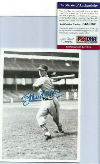 Stan Musial Autographed St Louis Cardinals Baseball Brace 5x7 B&w Photo Psa