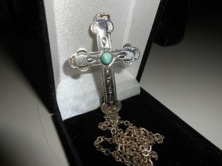 Vintage Fred Harvey Era Bell Trading Post Sterling Silver Turquoise Cross