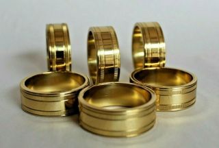Vintage Virginia Metalcrafters Solid Brass Napkin Rings Holders Set Of 6