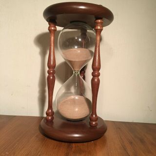 Vintage Wooden Sand Hour Glass 9” Tall