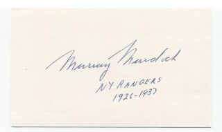 Murray Murdoch Signed 3x5 Index Card Autographed Signature Hockey Rangers