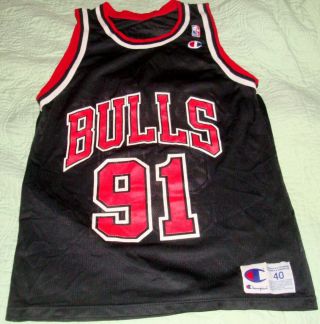 Vintage Champion Dennis Rodman 91 Chicago Bulls Jersey Size 40