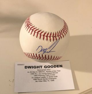 Dwight Gooden Autograph Signed Baseball Psa/dna Cert Ny Mets