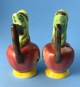 Vintage PY Anthropomorphic Apples Handled Salt and Pepper Shakers Made in Japan 2