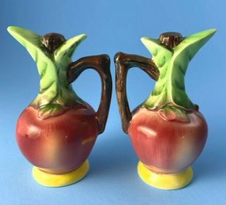 Vintage PY Anthropomorphic Apples Handled Salt and Pepper Shakers Made in Japan 3