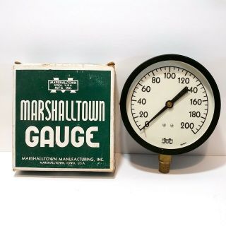 Vintage Marshalltown 80407 Pressure Gauge 0 - 200 Psi - 4.  5 " Face - Made In Usa