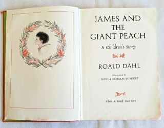 James And The Giant Peach By Roald Dahl 1961 1st Edition No Dustcover