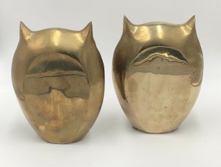 Solid Brass Owl Bookends VINTAGE Mid Century Modern Owls BIG EYES,  6” 3