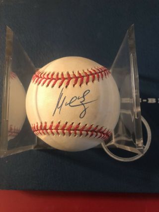 Manny Ramirez Signed Official Al Gene Budig Baseball With Cube