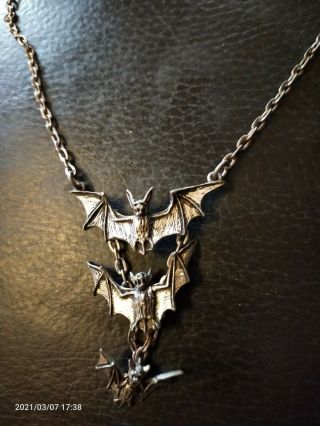 Vintage Alchemy Gothic Triple Bat Necklace Goth
