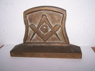 Vintage Freemasons Solid Heavy Cast Brass/bronze Door Stop/ Book End