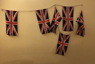 Wwii Union Jack Bunting 4m 17’x8’ Flags Vintage Cotton ‘british’ Woven In Fabric
