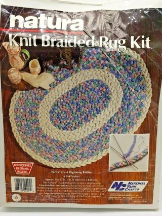 Braided Rug National Yarn Crafts Natura Knit Kit K094 Confetti Blue Pink Vintage