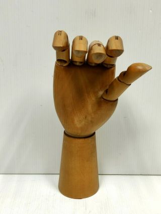 Vintage Artist ' s Moveable Wooden Model Hand 3